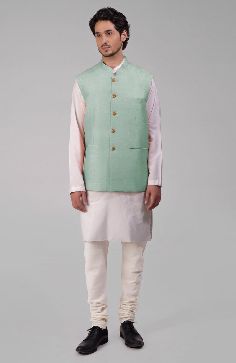 Elderberry Pure Raw Silk Waistcoat Bandi Jacket