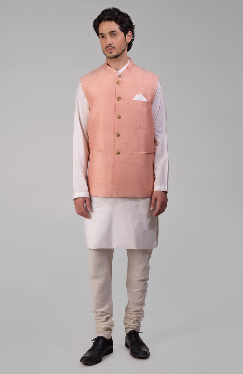 Elderberry Pure Raw Silk Waistcoat Bandi Jacket