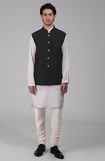 Timeless Black Pure Raw Silk Waistcoat Bandi Jacket