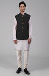 Timeless Black Pure Raw Silk Waistcoat Bandi Jacket