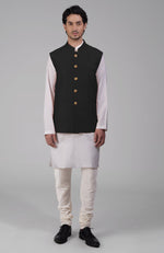 Timeless Black Pure Raw Silk Waistcoat Bandi Jacket
