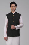 Timeless Black Pure Raw Silk Waistcoat Bandi Jacket