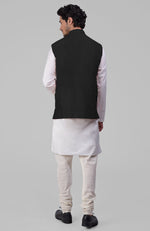Timeless Black Pure Raw Silk Waistcoat Bandi Jacket