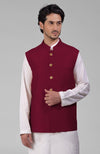 Maroon Pure Raw Silk Waistcoat Bandi Jacket