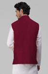 Maroon Pure Raw Silk Waistcoat Bandi Jacket