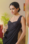 Black Hand Bead Embroidered Gown