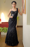 Black Hand Bead Embroidered Gown