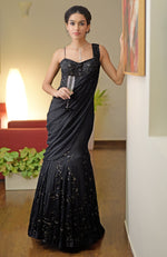 Black Hand Bead Embroidered Gown