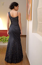 Black Hand Bead Embroidered Gown