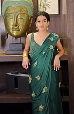 Royal Blue Starburst Beads & Sequin Hand Embroidered Saree with Blouse