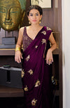 Royal Blue Starburst Beads & Sequin Hand Embroidered Saree with Blouse