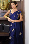 Royal Blue Starburst Beads & Sequin Hand Embroidered Saree with Blouse