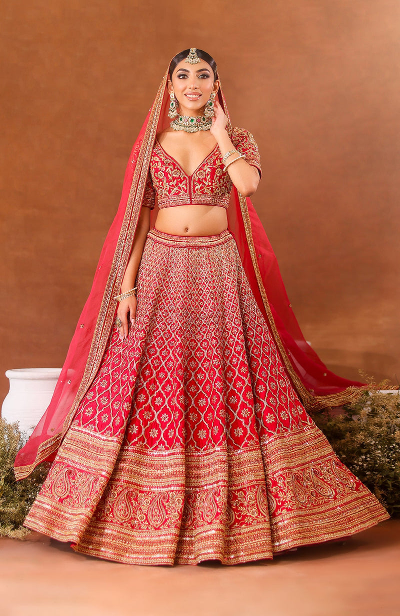 Flirtation Scarlet Red Lehenga Set