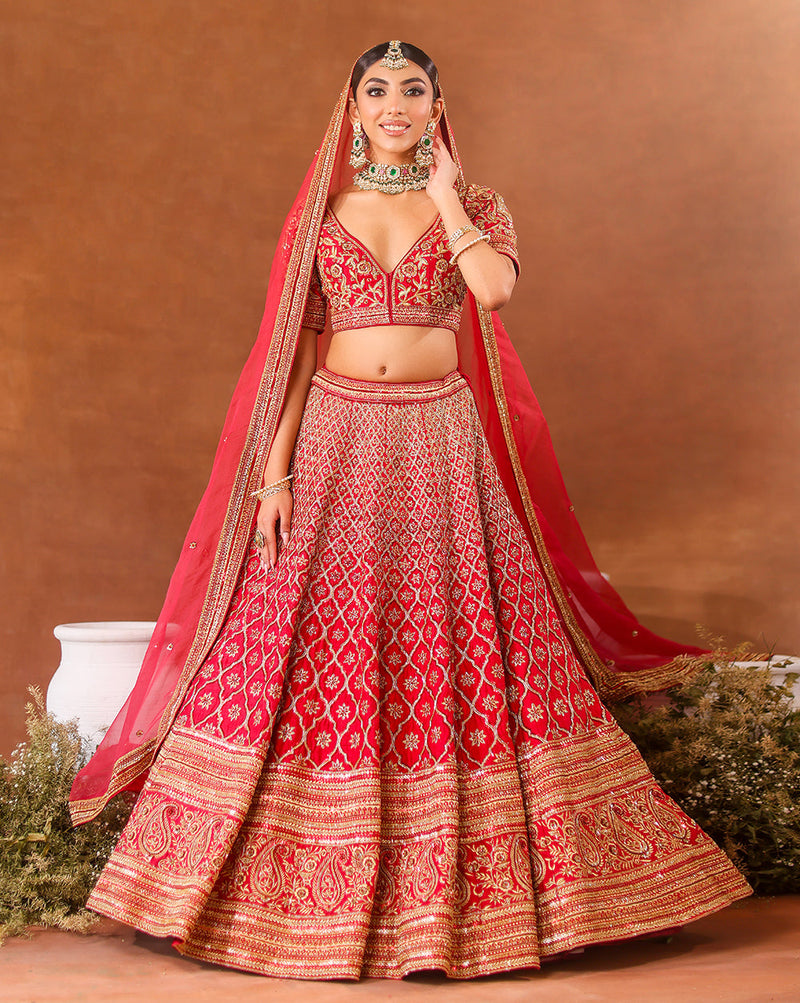 Flirtation Deep Rosewood Lehenga Set