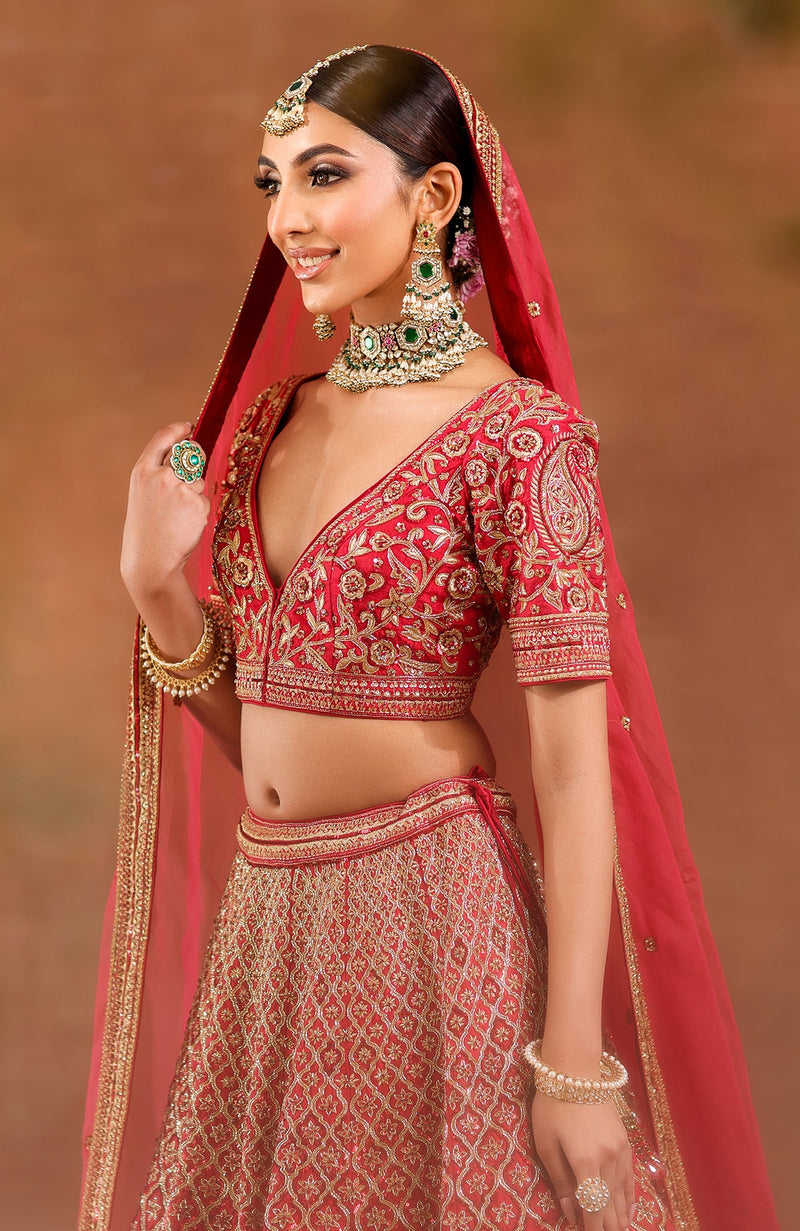 Flirtation Scarlet Red Lehenga Set