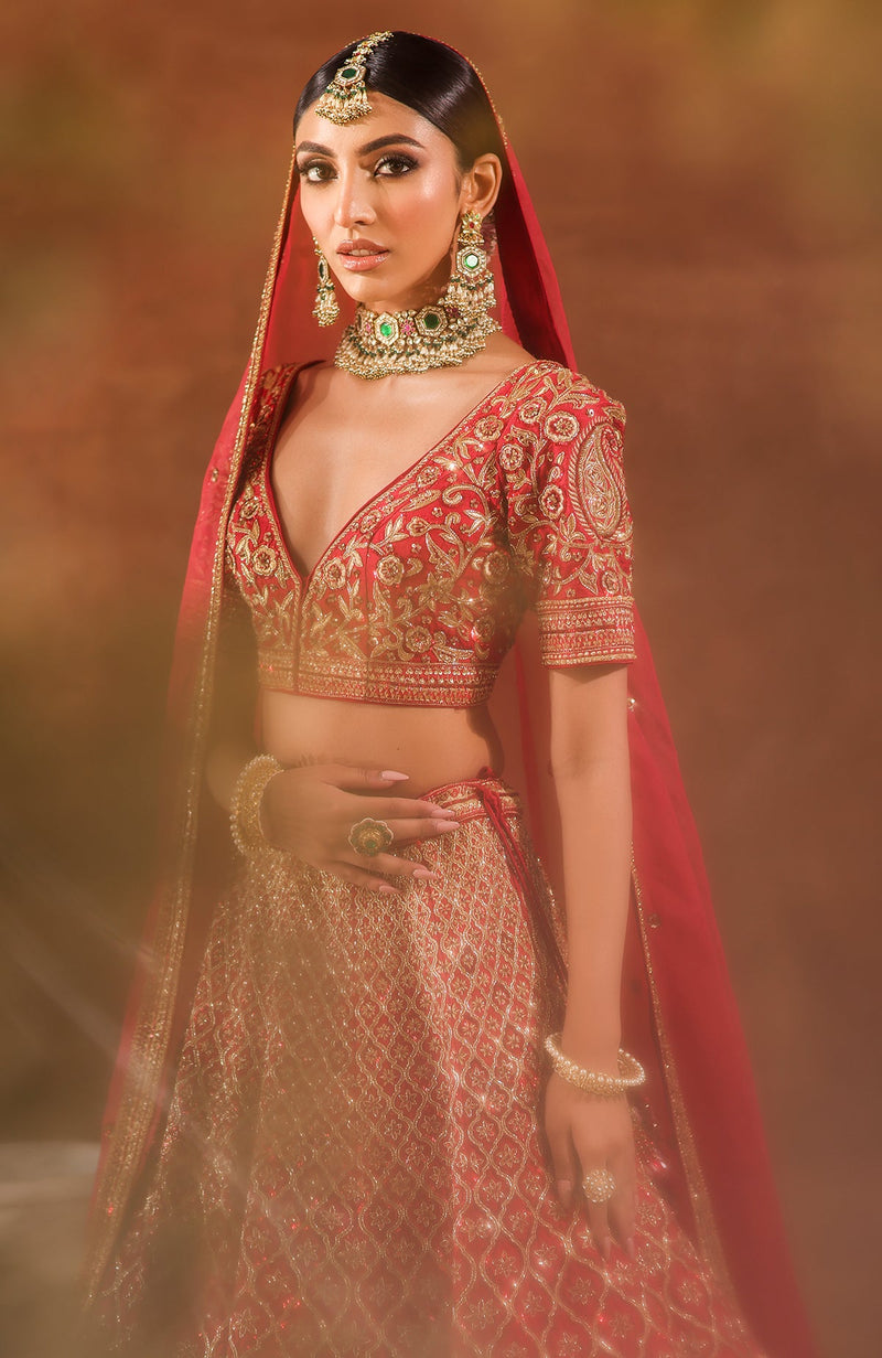 Flirtation Scarlet Red Lehenga Set