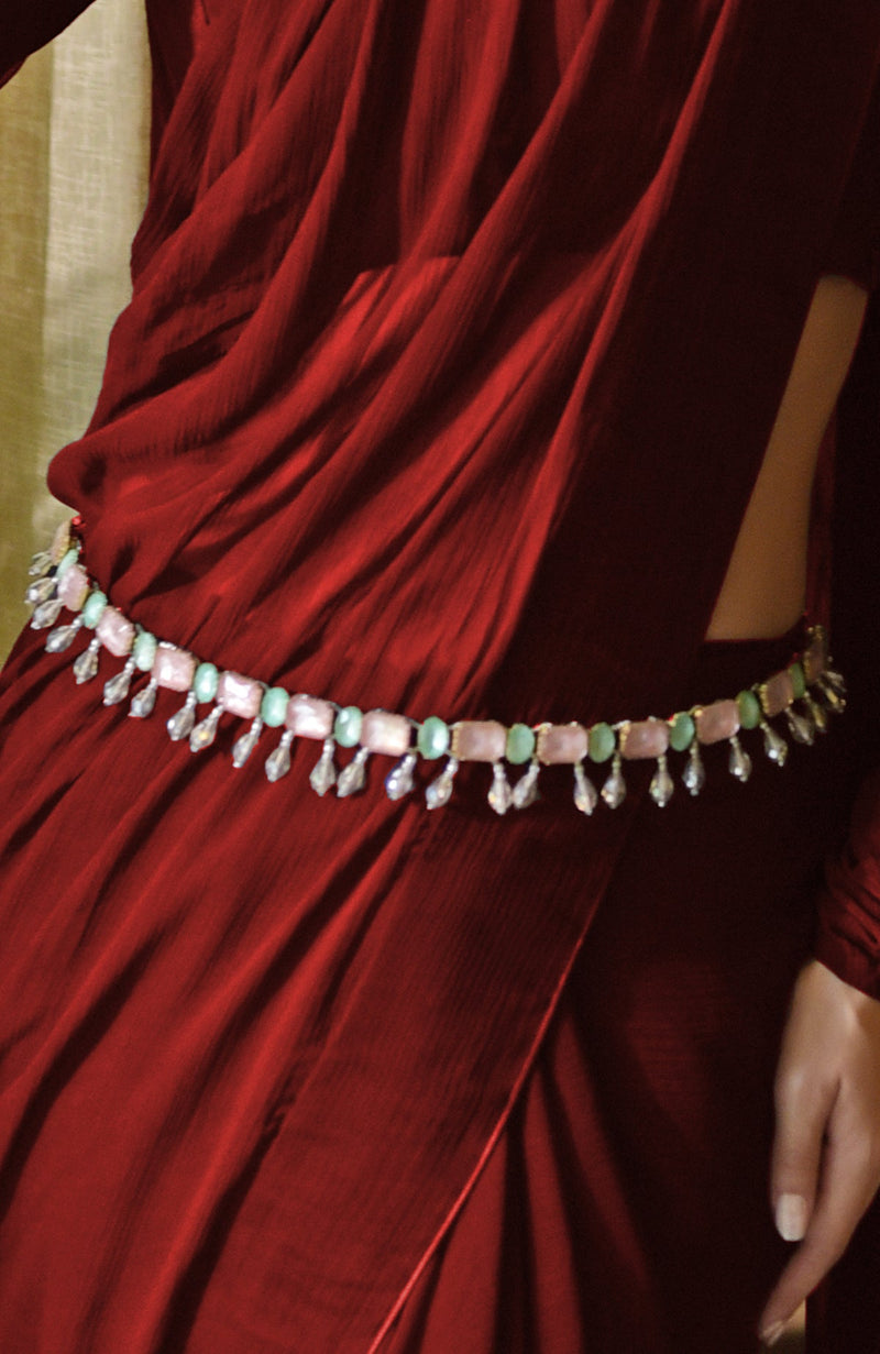 Classic Blood Red Chiffon Saree