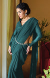 Classic Blood Red Chiffon Saree