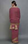 China Rose Kashmiri Tilla Aari Embroidered Saree & Pashmina Shawl Set