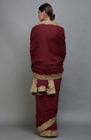 Maroon Kashmiri Tilla Aari Embroidered Saree & Pashmina Shawl Set