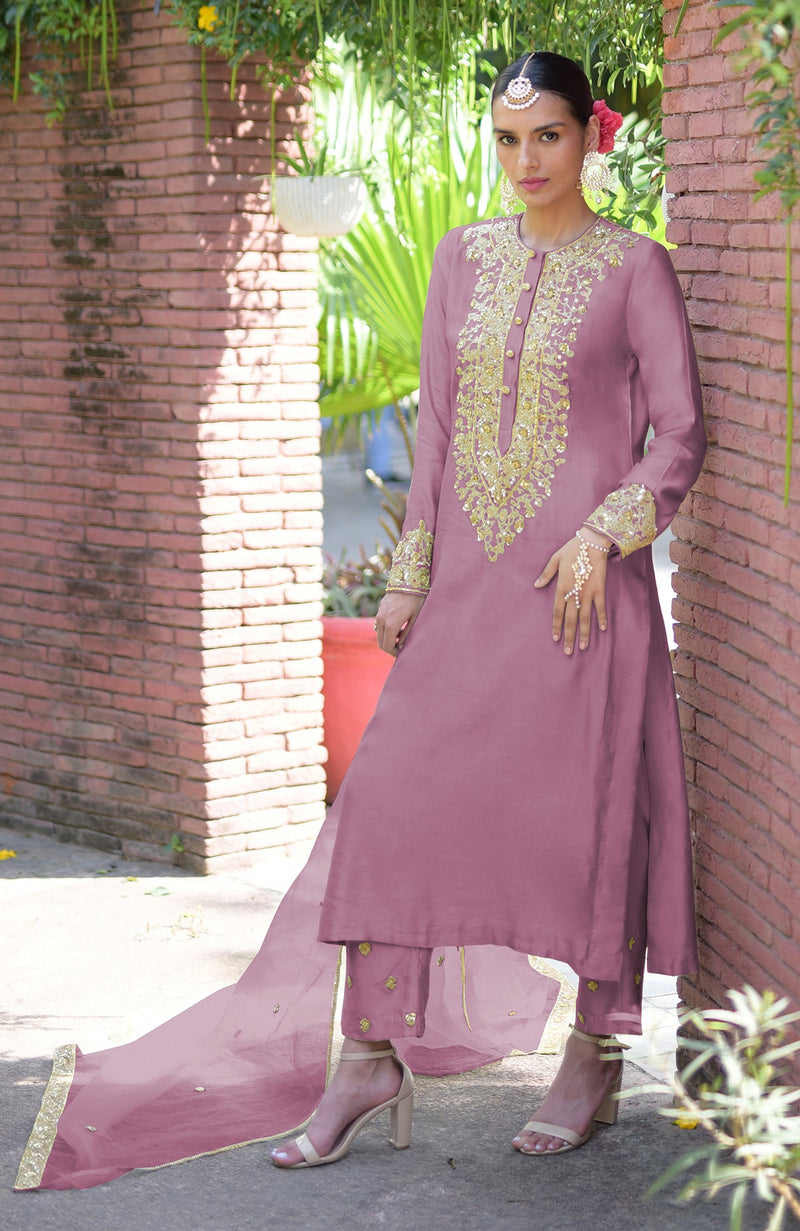 Pista Green Marori Beads & Sequin Hand Embroidered Kurta Set