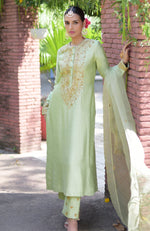 Pista Green Marori Beads & Sequin Hand Embroidered Kurta Set
