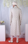 A Love Song Ivory Geometric Floral Embroidered Sherwani Set