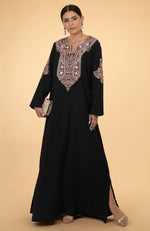 Navy Blue Paisley Embroidered Kaftan