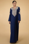 Navy Blue Paisley Embroidered Kaftan