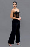 Elysian Black Hand Embroidered Corset and Pants Set