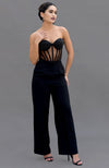 Elysian Black Hand Embroidered Corset and Pants Set