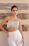 Diamante Crystal Hand Embroidered Bustier and Pants Set