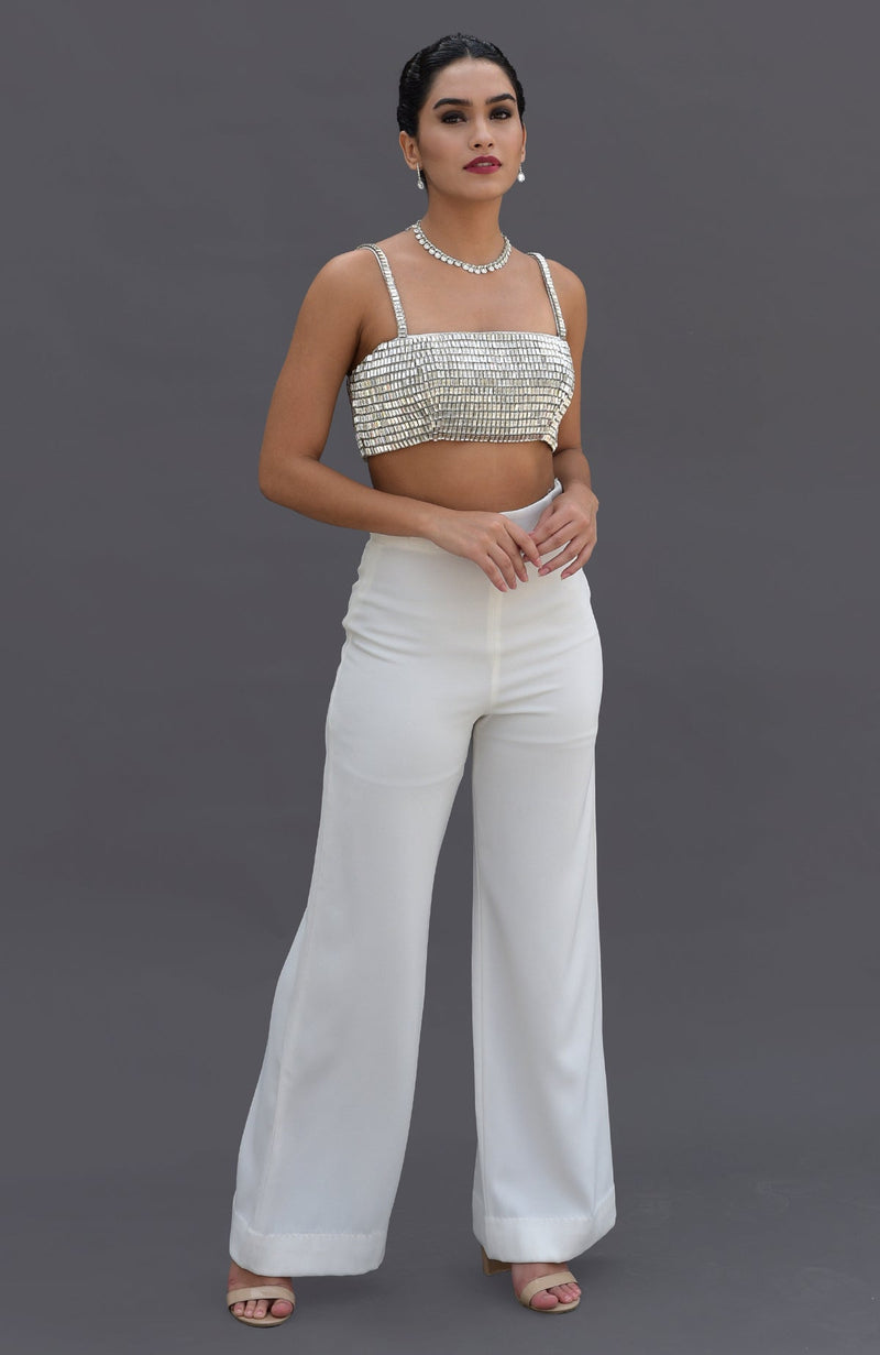 Diamante Crystal Hand Embroidered Bustier and Pants Set