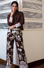 Navy Blue Parsi Gara Embroidered Co-Ord Set