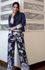 Navy Blue Parsi Gara Embroidered Co-Ord Set