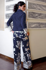Navy Blue Parsi Gara Embroidered Co-Ord Set