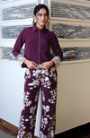 Plum Parsi Gara Embroidered Co-Ord Set