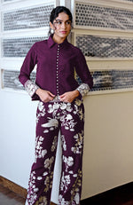 Plum Parsi Gara Embroidered Co-Ord Set