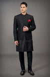 Black Chikankari Embellished Bandhgala Jacket Set