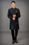 Black Chikankari Embellished Bandhgala Jacket Set