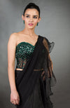 Esmeralda Hand Embroidered Corset and Ruffled Saree Set