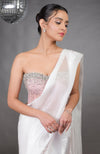 Amor Hand Embroidered Corset with Silver Light Saree