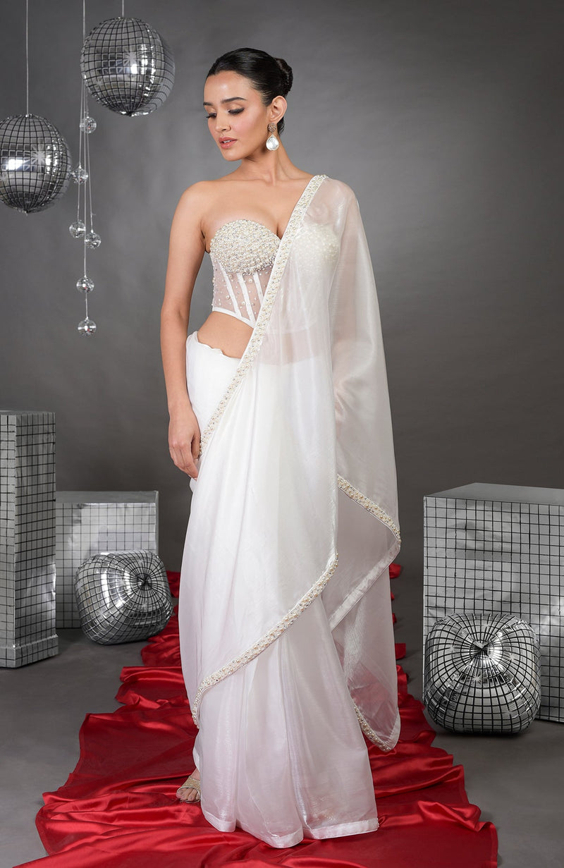 Divinity Hand Embroidered Corset with Pearl Beaded Saree