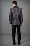 Black Woven Brocade Tuxedo Set