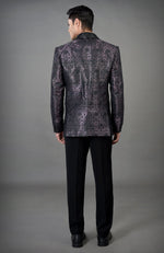 Black Woven Brocade Tuxedo Set