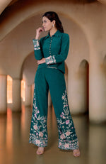 Green Parsi Gara Embroidered Co-Ord Set