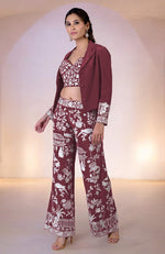 Plum Parsi Gara Embroidered Co-Ord Set