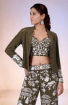 Olive Parsi Gara Embroidered Co-Ord Set
