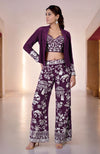 Plum Parsi Gara Embroidered Co-Ord Set