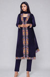 Navy Blue Parsi Gara Embroidered Overlay Suit